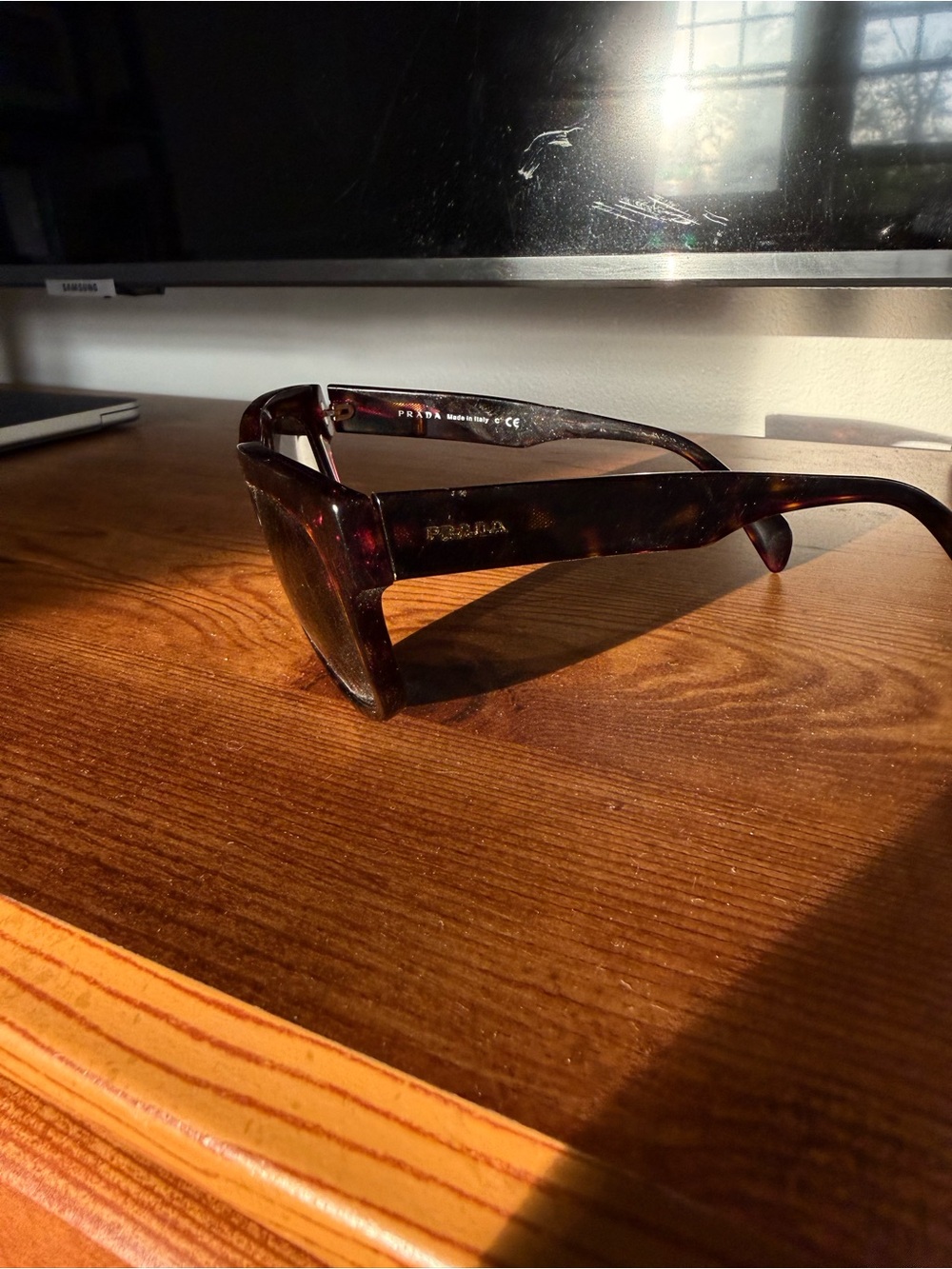 Prada Tortoiseshell Frame Sunglasses with Dark Lenses - Picture 4 of 6